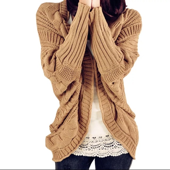Khaki Knit oversized Cardigan - Picture 4 of 7